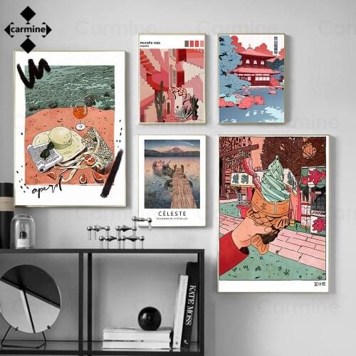 Japanese Anime Canvas Painting Cartoon Wall Art Posters and Prints Burnt Orange Ice Cream Picture On Canvas for Livingroom Decor