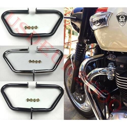 Highway Engine Guard Crash Bars for Triumph Bonneville T100 T120 Thruxton Street Twin Cup Speedmaster 16 17 18 19 Black Chrome
