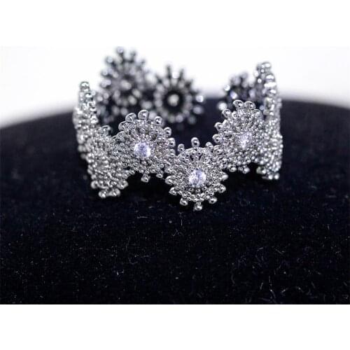 Women Ring Silver Plated Open Cubic Zirconia Ring Fashion Glamour Couple Wedding Ring Designed For Women Give Girlfriend Gift