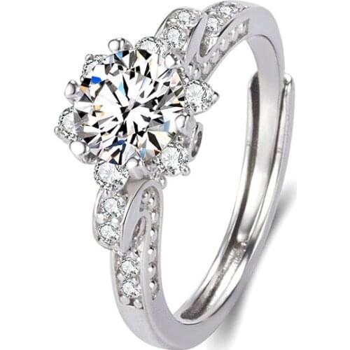 Classic 100% 925 Sterling Silver 1 ct Real Moissanite Gemstone Engagement Elegant Vintage Ring For Women Fine Jewelry Gifts