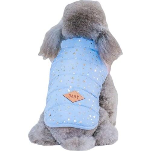 Winter Pet Clothes Soft Fleece Velvet Coat with Button Stars Printed Casual Vest Costume for French Bulldog Parkas