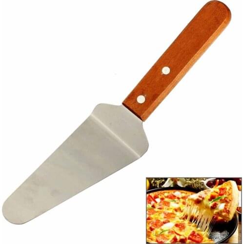1PC Triangle Pizza Spade Wooden Handle Cake Shovel Bread Spatula Stainless Steel Kitchen Baking Tools