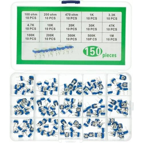 150pcs/set RM065 Trimming Potentiometer Variable Resistors Assorted Kit Electronic Diy Kit 15 Values Each 10pcs with box