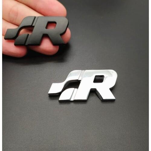 3D Zinc Alloy R Logo Car Badge Decal Grill Side Rear Trunk Emblem Sticker for Volkswagen Polo Passat B5 B6 B7 Golf Jetta Touareg