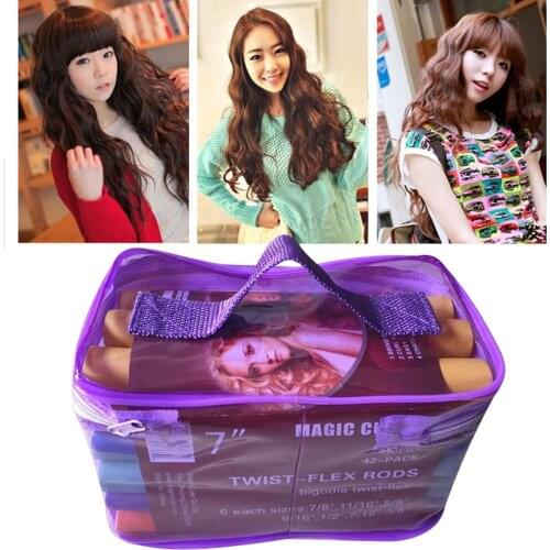 42pcs Flexible Roller Cylinder Foam Hair Curling Tools with Storage bag Hair Curler Foam Roller Rods Portable DIY Hair Styling