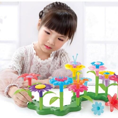 46PCS/Set Colorful Children Puzzle Multicolor Flowers DIY Assembled Spelling Garden World Toy Kit Toy