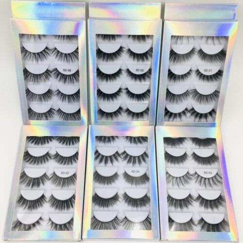 5 Pairs 3D Mink Black Thick Classic Fiber Natural Long Fake Eye Lash Extension False Eyelashes Glue Three-dimensional Eye Makeup