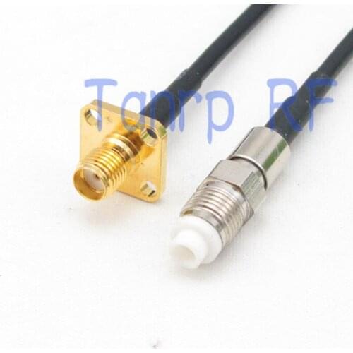 6in FME female jack to SMA female with 4 hole panel RF connector adapter 15CM Pigtail coaxial jumper cable RG174 extension cord