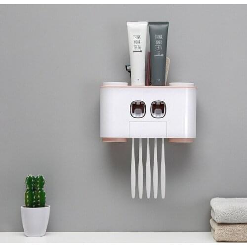 Auto Squeezing Toothpaste Dispenser Wall Mount Bathroom Hands Free Squeezer