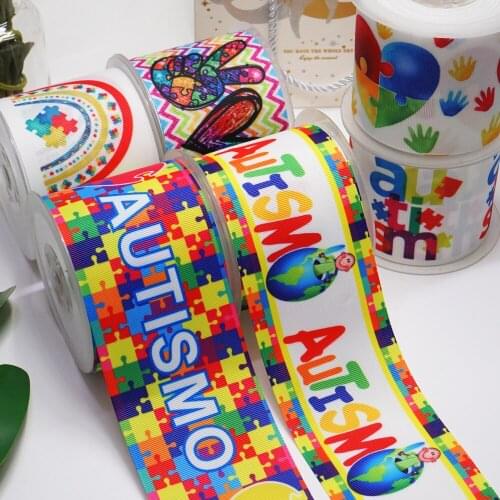 Free shipping 3 Inch 75 mm Cartoon Printed Grosgrain Ribbons for Bows Craft Suppliers 53025