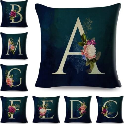 A-Z Flowers Cushion Cover Cartoon Animals Letter Polyester 45*45cm Pillow Case for Sofa Home Decorative Printed Throw Pillowcase