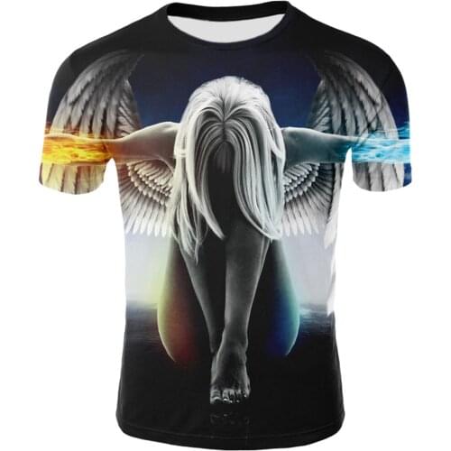 2019 Summer Kids Fashion Brand T-shirt Boy/Girl 3d T shirt Print Angel Wings Fire Tshirt Children Pullover Tops 12-20 Years Old