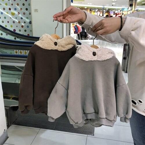 1 2 3 4 5 6 Years Kids Hoodies Thicken Rabbit Ear Hooded Long Sleeve Sweatshirts For Girls Boys Clothing 2019 Autumn Winter New