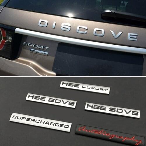 For HSE SD V8 Autobiography Metal Decal for Land Rover Range Rover Defender Discovery Evoque Freelander 1 2 3 4 Car Body Styling