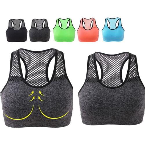 Breathable Sports Bra Women High Stretch Wire Free Padded Sports Top Seamless Fitness Vest Absorb Sweat Running Bra