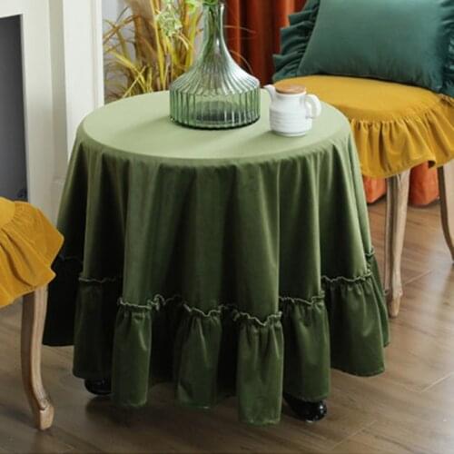 France Roman Elegant Velvet Round Tea Table Cloth Cover Luxury Round Elegant Tablecloths Dustcloth Tablecloth Edge Design Tapete