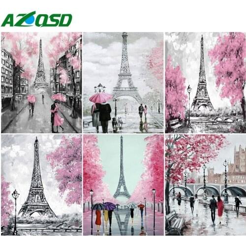 AZQSD Painting By Number Canvas Kits Landscape DIY Unique Gift 40x50cm Pictures By Numbers Tower Home Living Room Art Craft