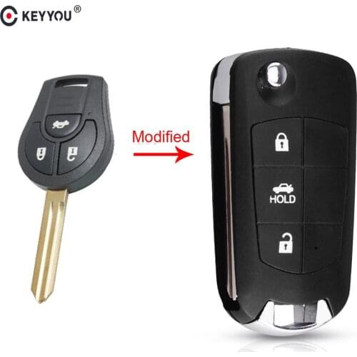 KEYYOU 3 Buttons Folding Flip Modified Remote Car Key Shell Uncut Blade Key Case For NISSAN Maxima Sentra Versa Sylphy
