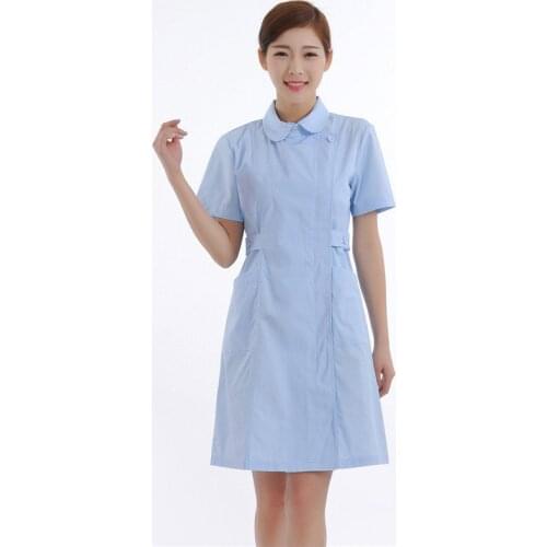 Summer Nurse Uniform Female New 3XL Large Size Short Sleeve Round Collar Laboratory Hospital Breathable Nurse Working Uniform