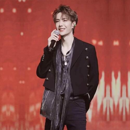 Men Black Casual Coat Idol Trainees Multi-button Stage Bar DJ Costume Team Short Suit Jacket Trend Singer Plus Size Clothing