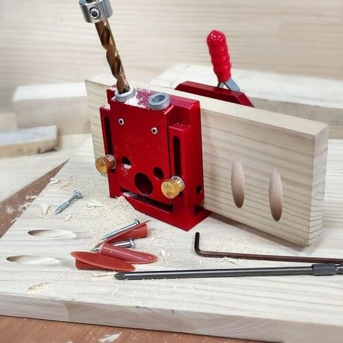 Adjustable Pocket Hole Jig with Quick Clamp 9MM Drill Bits 15 Degree Angle Drill Guide Joinery DIY Woodworking Tools