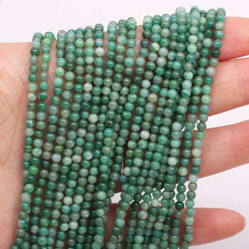 Natural Stone Loose Beads Round Green Jades for Charms Jewelry Making DIY Craft Bracelet Necklace Accessories
