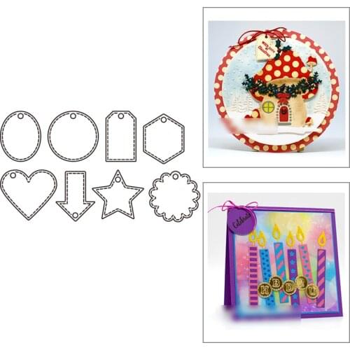 2021 New Round Star Heart Arrow Hexagon Shape Tag Metal Cutting Dies For DIY Craft Making Greeting Card Scrapbooking No Stamps