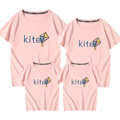 2021 New Kite Printing Cotton T Shirts Women Men Son Girl Boy Family Matching Outfits Tee Shirts Summer Clothes