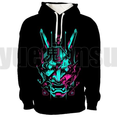 New Cool Japanese Samurai Printed Hoodie Men Oversized Ghost Clothes Fashion Street Hip-hop Harajuku Ninja Kanji Tops Sweatshirt