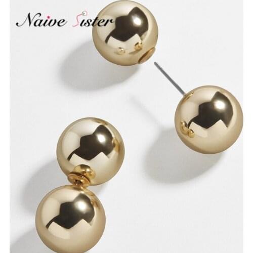 New simple ladies women ball stud earring fashion christmas metal jewelry ear studs girls small cute earings hip hop gifts