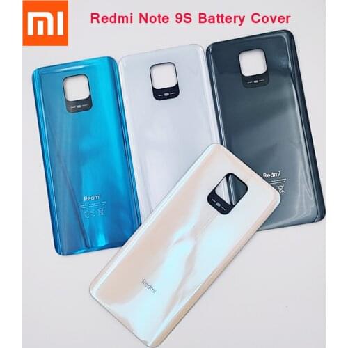 Original For Xiaomi Redmi Note 9S Note 9 S Battery Cover Rear Glass Housing Door Panel Case Replace Parts + Stickers Logo 6.67