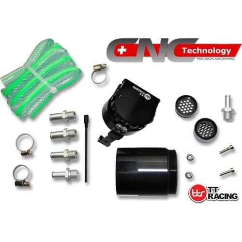 OT5BK -Internal Baffle DUAL Chamber Filter Aluminum Oil Catch Can Reservoir Tank - 0.5L Black