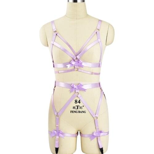 Body Harness lingerie set Leg harness Sexy BDSM lingerie strappy Collar body cage harness fetish gothic Garter belt Suspenders