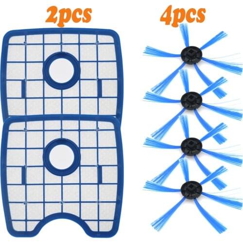 6pcs/set Vacuum Cleaner 2 Filter Screen+4 Round Brush for Philips Robot FC8820 FC8810 FC8066 Sweeping Robot Accessories