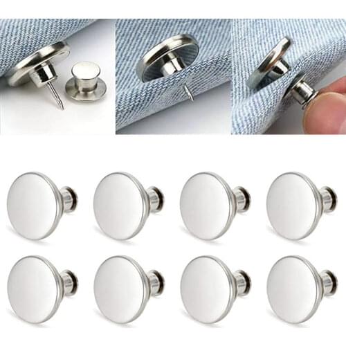 8pcs Adjustable Detachable Jeans Pin Buttons Nail Sewing-free Metal Buckles for DIY Clothing Pants Garment Button Accessories