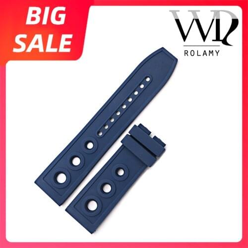 Rolamy 22 24mm Yellow Red High Quality Rubber Silicone Replacement Wrist Watch Band Loops Belt For Breitling Seiko Tudor Panerai