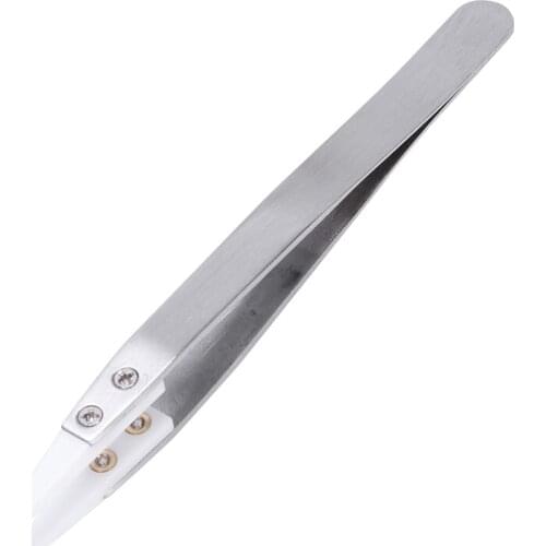 SHGO HOT-Ceramic tweezers with stainless steel handle Refractory Acid-resistant Pointed tweezers