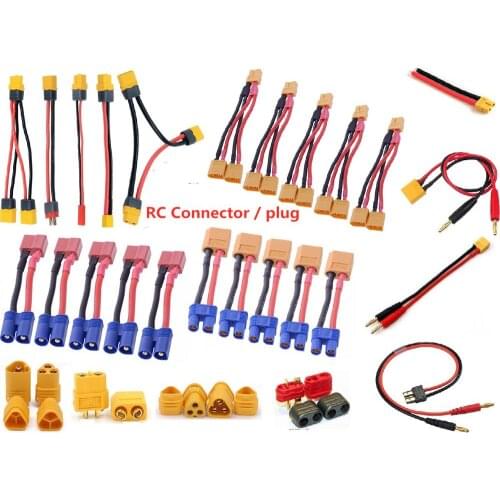 JST plug XT90 XT60 XT30 EC5 EC3 EC2 T plug Connector Male / Female Connector plug Silicone Wire Adapter connector For RC