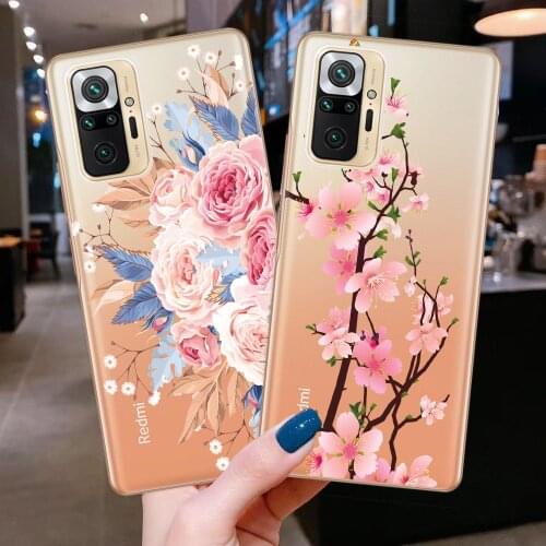 For Redmi Note 10 Case Soft TPU Flower Silicone Cover Phone Cases For Xiaomi Redmi Note 8 9 10 Pro Max 10S 9S 8T Coque Shell Cap