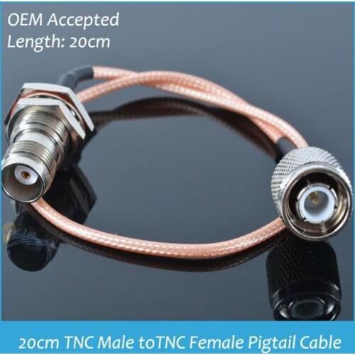 Sindax TNC male to TNC female nut bulkhead RG316 50-1.5 cable jumper pigtail Cable 20cm TNC Female to TNC Male RF Cable