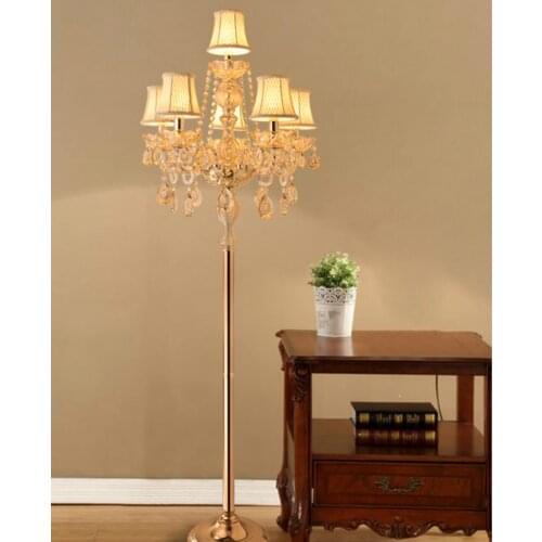 T-stage Big Crystal Floor Light wedding glass candle holders Hotel hall Foyer led floor lamp Living Room Paris Led candelabro