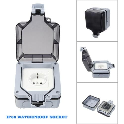 Outdoor Waterproof Socket Enclosure Box Dustproof Power Wall Socket Box EU Plug Switched Outlet Universal Socket Accessories
