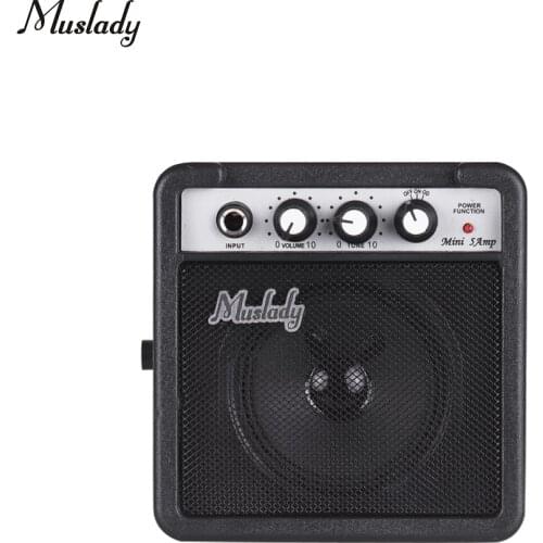 Muslady Mini Guitar Amplifier Amp Speaker with 3.5mm & 6.35mm Inputs 1/4 Inch Output Supports Volume Tone Adjustment Overdrive