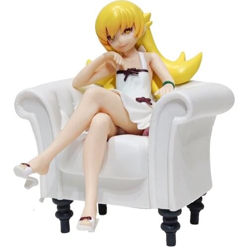Japan Action Anime Figure Nisemonogatari Oshino Shinobu Sofa Ver. Painted Figura Model 13cm Collectible Doll