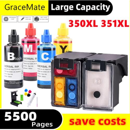 GraceMate 350XL 351XL Refill Ink Replacement for Hp 350 351 Hp350 D4200 C4480 C4580 C4380 C4400 C4580 C5280 C5200 C5240 Printer