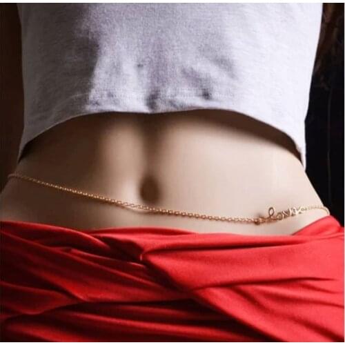 3UMeter 2020 New Name Waist Chain For Women Letters Digital Custom Belly Chain Simple Sexy Body Chain Gift for Girlfriend