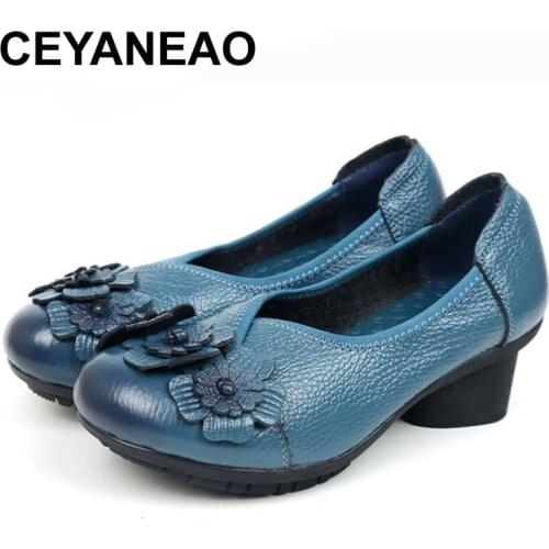 CEYANEAO Womens Shoes Genuine Leather Shoes 2018 Autumn Fashion Shoes Non-Slip Soft Bottom Sandals Women Summer Shoes For Gift