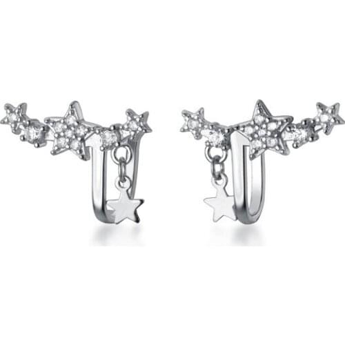 Zircon Star No Pierced Ears Clip Earrings For Women Silver Color Simplicity Convenient Temperament Short Female Fashion Jewelry