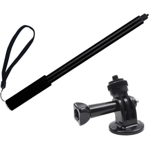 1 Set 1/4 Screw Adapter Base Tripod Mount Holder & 1 Pcs Invisible Selfie Stick 2M Handle Time Rotation Pole Monopod