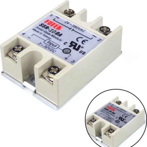 1PCS 24V-380V 10A 250V SSR-10 DA Solid State Relay Module 3-32V DC To AC